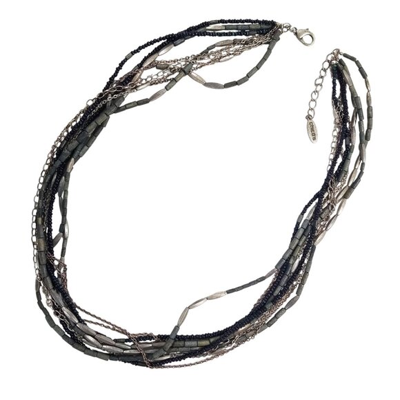 Chico's Rope & Choker Necklace 9 Strands of Beads and Chain - Picture 7 of 10